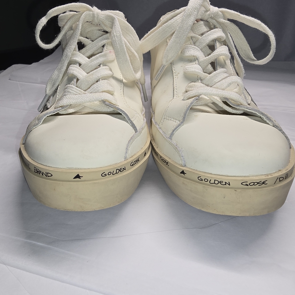 Golden Goose High Star Low Top Off White Leather Briwn Heel Pad. Size EU 38 US 8 - Picture 3 of 13